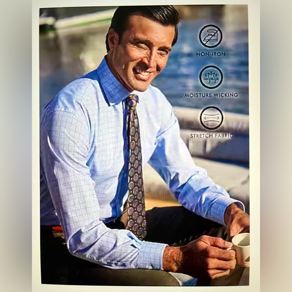 JOSEPH A. BANK Traveler Mens Traditional Fit Dress Shirt Blue 16.5x32 - Picture 2 of 11